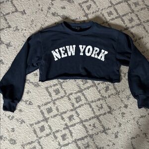Papermoon Black Cropped Sweatshirt with White NEW YORK Graphic